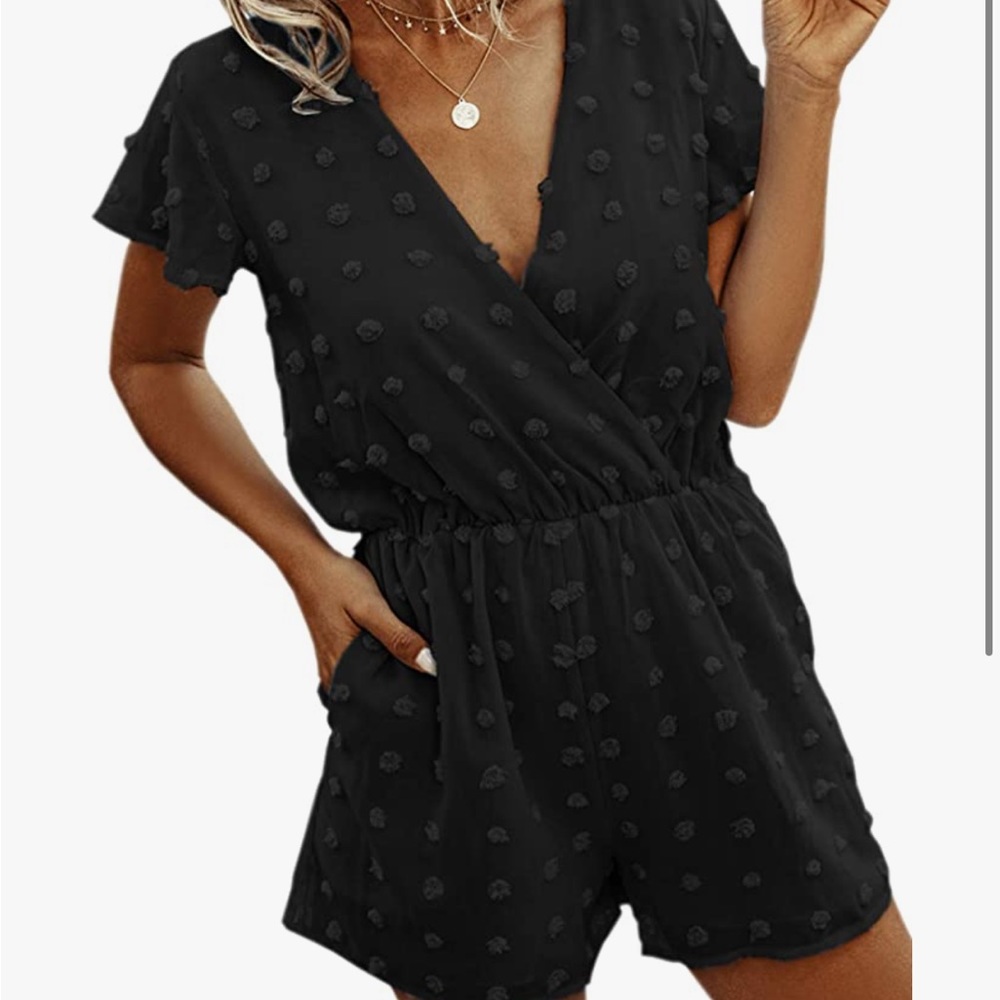 Women’s black silky romper
